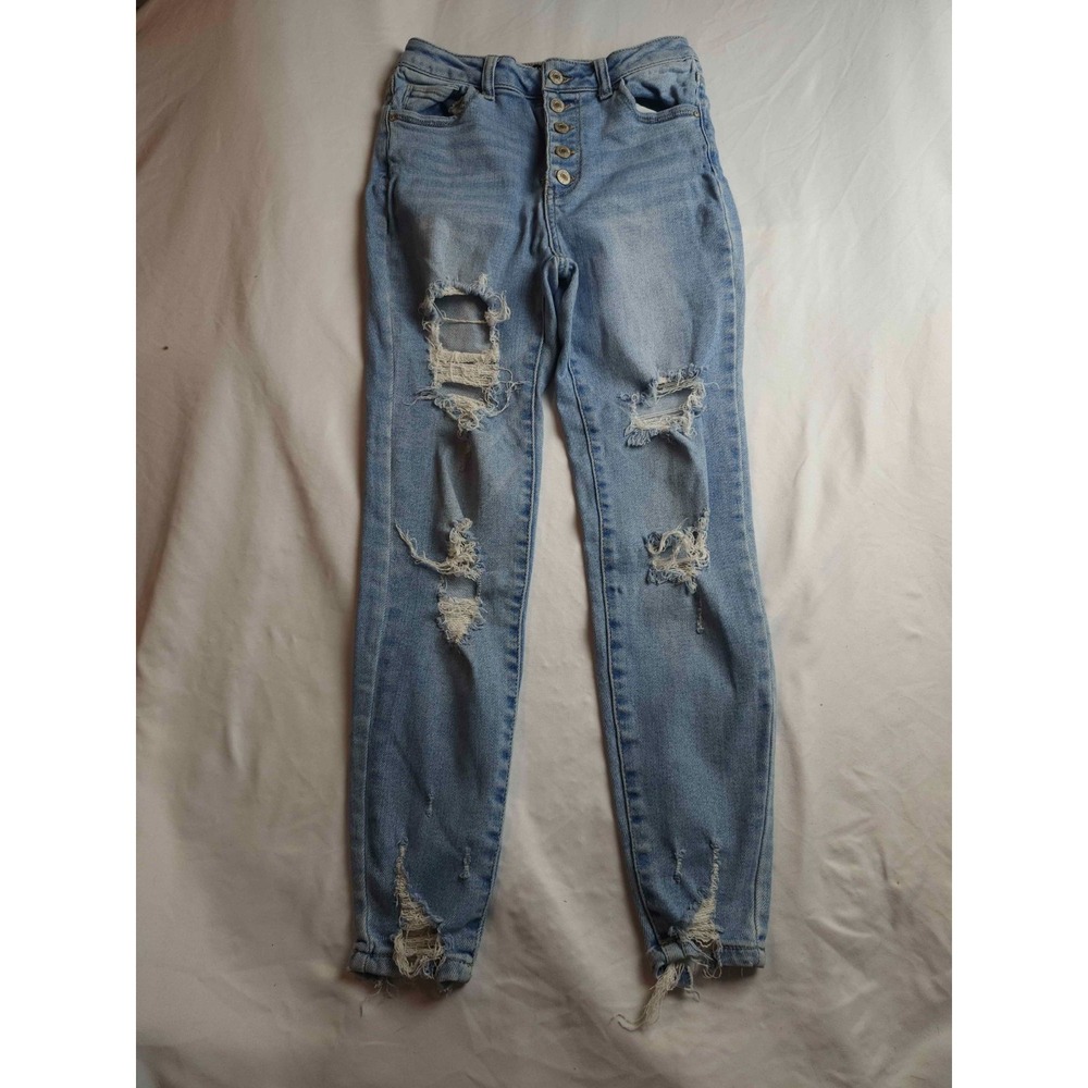 WAX Jean Womens 5/27 Blue Distressed Skinny Indie Edgy Streetwear Y2K Grunge